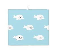 Zouey Absorbent Dishes Drainer Mats,Dish Drying Pad Kitchen Counter Sink Mat 41X46 cm,Seal Cute Animal Pattern Sea