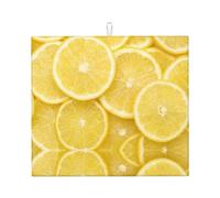 Zouey Absorbent Dishes Drainer Mats,Dish Drying Pad Kitchen Counter Sink Mat 41X46 cm,Yellow Lemon Printed