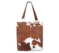 Zouey Canvas Tote Bag for Women,Capacity Shoulder Handbags Tote Bags Reusable Grocery,Animal Brown Cowhide Print Cow