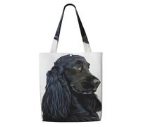 Zouey Canvas Tote Bag for Women,Capacity Shoulder Handbags Tote Bags Reusable Grocery,Black Long Hair Cocker Spaniel Dog