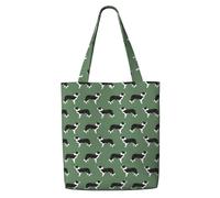 Zouey Canvas Tote Bag for Women,Capacity Shoulder Handbags Tote Bags Reusable Grocery,Border Collies Green Border Collie Collies
