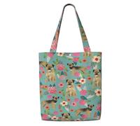 Zouey Canvas Tote Bag for Women,Capacity Shoulder Handbags Tote Bags Reusable Grocery,Border Terrier Florals Dog Breed