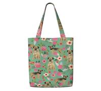 Zouey Canvas Tote Bag for Women,Capacity Shoulder Handbags Tote Bags Reusable Grocery,Border Terrier Florals Dog Breed