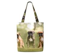 Zouey Canvas Tote Bag for Women,Capacity Shoulder Handbags Tote Bags Reusable Grocery,Boxer Dogs Puppies Pets Family Dogs