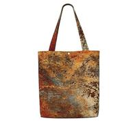 Zouey Canvas Tote Bag for Women,Capacity Shoulder Handbags Tote Bags Reusable Grocery,Brown Rust Colorful Metal Rusty Steel Iron Structure