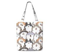 Zouey Canvas Tote Bag for Women,Capacity Shoulder Handbags Tote Bags Reusable Grocery,Cartoon Siberian Husky Dog