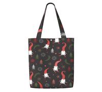 Zouey Canvas Tote Bag for Women,Capacity Shoulder Handbags Tote Bags Reusable Grocery,Christmas Pattern Cute Gnomes Red