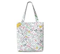 Zouey Canvas Tote Bag for Women,Capacity Shoulder Handbags Tote Bags Reusable Grocery,Colorful Math Doodles On Grid