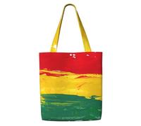 Zouey Canvas Tote Bag for Women,Capacity Shoulder Handbags Tote Bags Reusable Grocery,Colorful Reggae Colors Green Rasta Jamaica Flag Jamaican