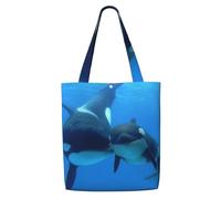 Zouey Canvas Tote Bag for Women,Capacity Shoulder Handbags Tote Bags Reusable Grocery,Cute Shark Pattern, Killer Whale Pattern