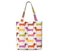Zouey Canvas Tote Bag for Women,Capacity Shoulder Handbags Tote Bags Reusable Grocery,Dachshund Sausage Dogs Cute Dog