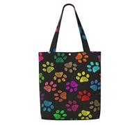 Zouey Canvas Tote Bag for Women,Capacity Shoulder Handbags Tote Bags Reusable Grocery,Doodle Paw Print Cat Dog Black