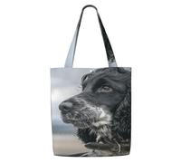 Zouey Canvas Tote Bag for Women,Capacity Shoulder Handbags Tote Bags Reusable Grocery,English Cocker Spaniel Large Curly Ears Black