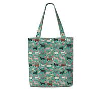 Zouey Canvas Tote Bag for Women,Capacity Shoulder Handbags Tote Bags Reusable Grocery,Farm Animals Cow Sheep Goat