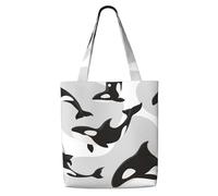 Zouey Canvas Tote Bag for Women,Capacity Shoulder Handbags Tote Bags Reusable Grocery,Killer Whale Pattern Fish Pattern