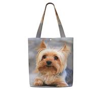 Zouey Canvas Tote Bag for Women,Capacity Shoulder Handbags Tote Bags Reusable Grocery,Portrait Of A Miniature Yorkshire Terrier Yorkie Photo