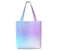 Zouey Canvas Tote Bag for Women,Capacity Shoulder Handbags Tote Bags Reusable Grocery,Purple Pink Glitter Ombre Blue Gradient