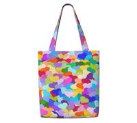 Zouey Canvas Tote Bag for Women,Capacity Shoulder Handbags Tote Bags Reusable Grocery,Rainbow Heart Confetti