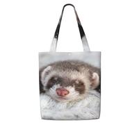 Zouey Canvas Tote Bag for Women,Capacity Shoulder Handbags Tote Bags Reusable Grocery,The Cute Ferret Is Sleeping