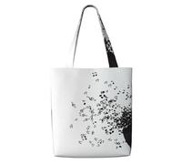 Zouey Canvas Tote Bag for Women,Capacity Shoulder Handbags Tote Bags Reusable Grocery,Torn Vinyl Record And Musical Notes Flying In The Air