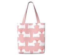Zouey Canvas Tote Bag for Women,Capacity Shoulder Handbags Tote Bags Reusable Grocery,Westie Dogs Pattern