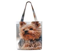 Zouey Canvas Tote Bag for Women,Capacity Shoulder Handbags Tote Bags Reusable Grocery,Yorkshire Terrier Cute Dogs Dogs Puppy