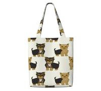 Zouey Canvas Tote Bag for Women,Capacity Shoulder Handbags Tote Bags Reusable Grocery,Yorkshire Terrier Cute Yorkie Dog Pet