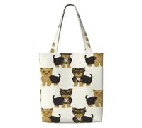 Zouey Canvas Tote Bag for Women,Capacity Shoulder Handbags Tote Bags Reusable Grocery,Yorkshire Terrier Cute Yorkie Dog Pet