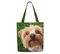Zouey Canvas Tote Bag for Women,Capacity Shoulder Handbags Tote Bags Reusable Grocery,Yorkshire Terrier Cute Dogs Pets Dogs