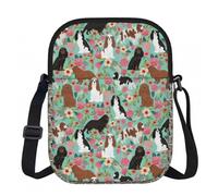 Zouey Cavalier King Charles Spaniel Floral, Polyester Shoulder Bag, Zipper Crossbody Bag - Purse for Women
