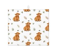 Zouey Cute Highland Cow,Dish Drying Pad Kitchen Counter Sink Mat,Dish Drying Mat,Absorbent Dishes Drainer Mats, 41X46 cm
