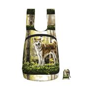 Zouey Foldable Storage Backpack Polyester Portable Travel & Reusable Shopping Daypack with Zips,Akita Inu In Pets Dogs HDR Summer Akita