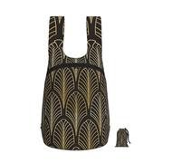 Zouey Foldable Storage Backpack Polyester Portable Travel & Reusable Shopping Daypack with Zips,Art Deco Style