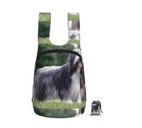 Zouey Foldable Storage Backpack Polyester Portable Travel & Reusable Shopping Daypack with Zips,Bearded Collie Beardie Curly Gray Dogs Pets