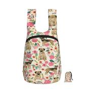 Zouey Foldable Storage Backpack Polyester Portable Travel & Reusable Shopping Daypack with Zips,Border Terrier Florals Dog Breed Cream