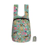 Zouey Foldable Storage Backpack Polyester Portable Travel & Reusable Shopping Daypack with Zips,Border Terrier Florals Dog Breed
