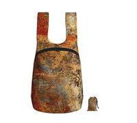 Zouey Foldable Storage Backpack Polyester Portable Travel & Reusable Shopping Daypack with Zips,Brown Rust Colorful Metal Rusty Steel Iron Structure