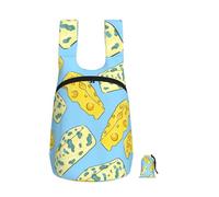 Zouey Foldable Storage Backpack Polyester Portable Travel & Reusable Shopping Daypack with Zips,Cheese And Blue Cheese