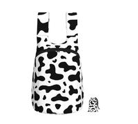 Zouey Foldable Storage Backpack Polyester Portable Travel & Reusable Shopping Daypack with Zips,Cow Spots Cow Print