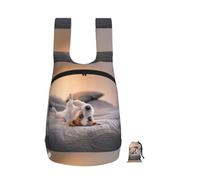Zouey Foldable Storage Backpack Polyester Portable Travel & Reusable Shopping Daypack with Zips,Cute Little Dog Jack Russell Terrier