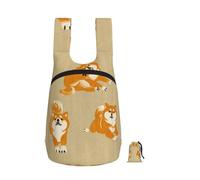 Zouey Foldable Storage Backpack Polyester Portable Travel & Reusable Shopping Daypack with Zips,Cute Shiba Inu