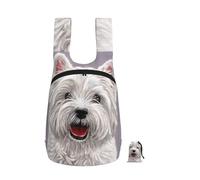 Zouey Foldable Storage Backpack Polyester Portable Travel & Reusable Shopping Daypack with Zips,Cute West Highland Terrier Dog Art Printed