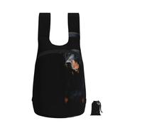 Zouey Foldable Storage Backpack Polyester Portable Travel & Reusable Shopping Daypack with Zips,Doberman Pinscher Pets Dogs Black Dogs Doberman