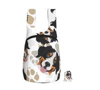 Zouey Foldable Storage Backpack Polyester Portable Travel & Reusable Shopping Daypack with Zips,Dog Paws Pattern Bernese Mountain Dog