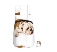 Zouey Foldable Storage Backpack Polyester Portable Travel & Reusable Shopping Daypack with Zips,English Bulldog Photography Of Sad And Tired Bulldog With Brown Cream