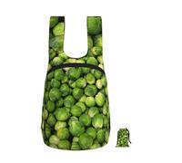 Zouey Foldable Storage Backpack Polyester Portable Travel & Reusable Shopping Daypack with Zips,Green Brussel Sprout Print