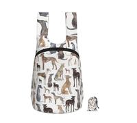 Zouey Foldable Storage Backpack Polyester Portable Travel & Reusable Shopping Daypack with Zips,Greyhound Whippet And Dog