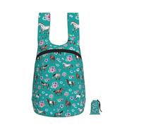 Zouey Foldable Storage Backpack Polyester Portable Travel & Reusable Shopping Daypack with Zips,Horse Pattern Floral Print Little Girls Room Horses