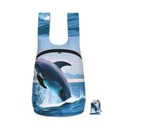 Zouey Foldable Storage Backpack Polyester Portable Travel & Reusable Shopping Daypack with Zips,Jumping Up Dolphins