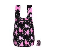 Zouey Foldable Storage Backpack Polyester Portable Travel & Reusable Shopping Daypack with Zips,Oodles Of Pink Poodles